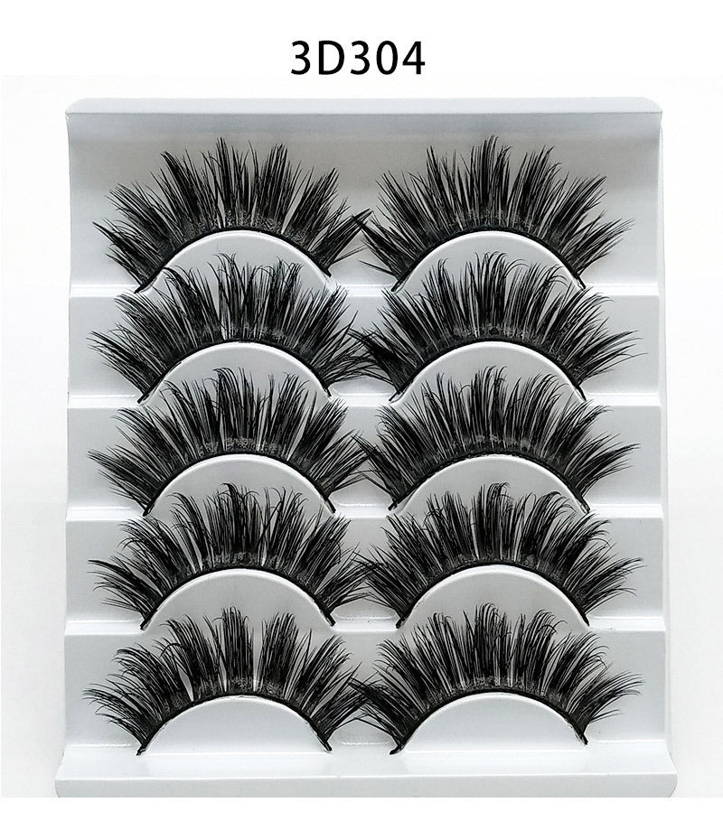 Five Pairs Of Soft Cotton Stalk 3D False Eyelashes