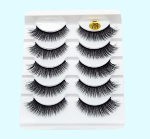 Five Pairs Of Soft Cotton Stalk 3D False Eyelashes